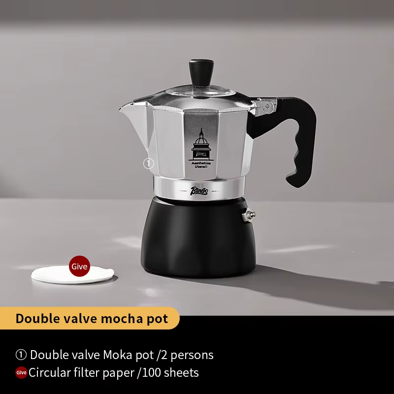 BINCOO Pot Moka à Double Valve, cafetière à Extraction d'expresso, Pot Moka Portable pour Machine do
