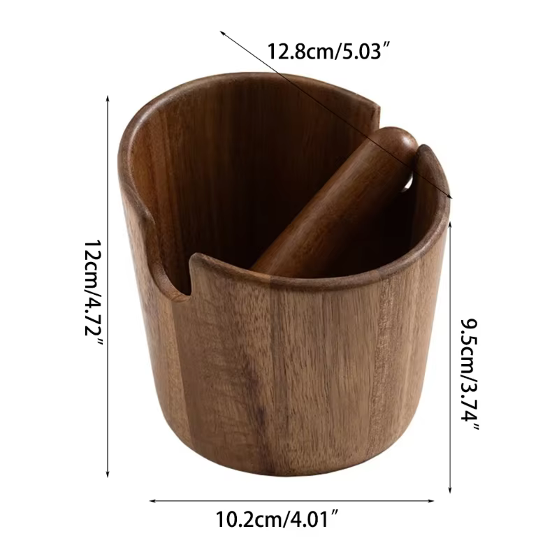 Boîte à marc de café en bois d'acacia, facile à transporter, barre à frapper amovible, boîte à marc 