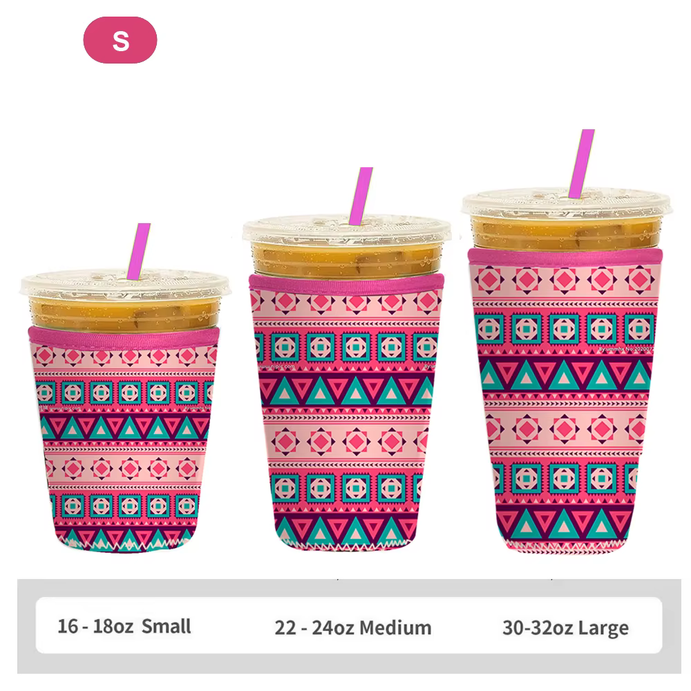 Juste de tasse en néoprène à motif imprimé, manches de café glacé réutilisables, conservation de la 