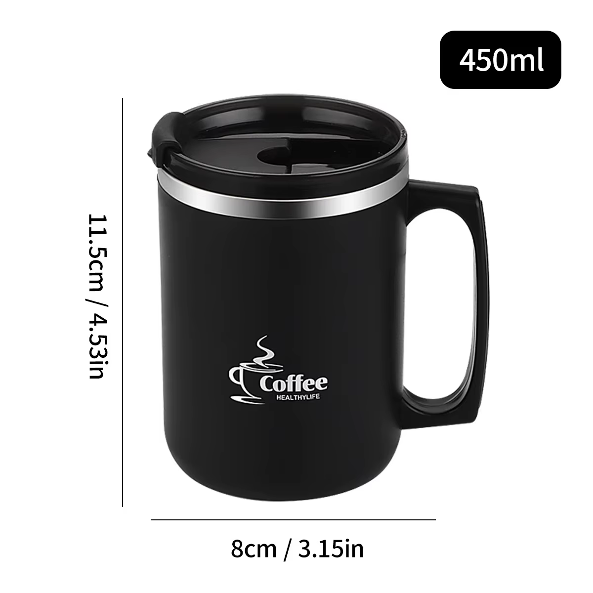 Mug de voyage isotherme avec poignée, en acier inoxydable 304, tasse isolée, thermos anti-fuite, bou