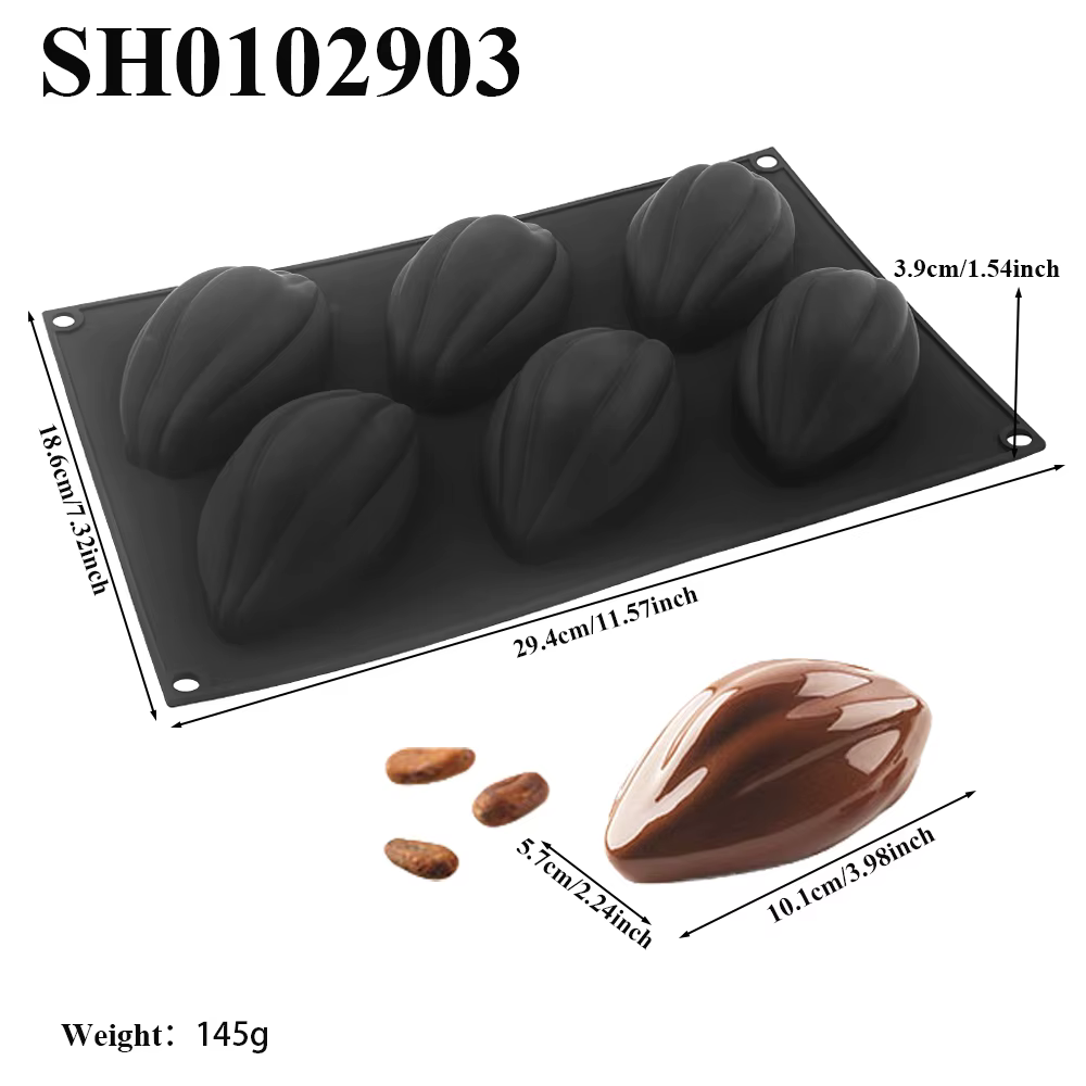 Moule à gâteau en Mousse d'olive à 6 cavités, en Silicone, pour grains de café, chocolat, Dessert, p
