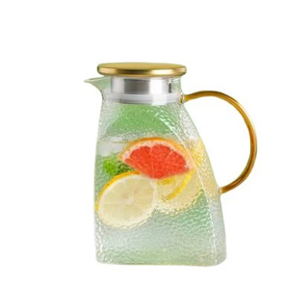 Pichet d'eau en verre de 1,8 l/60oz avec poignée et couvercle, pichet d'eau de réfrigérateur pour ea