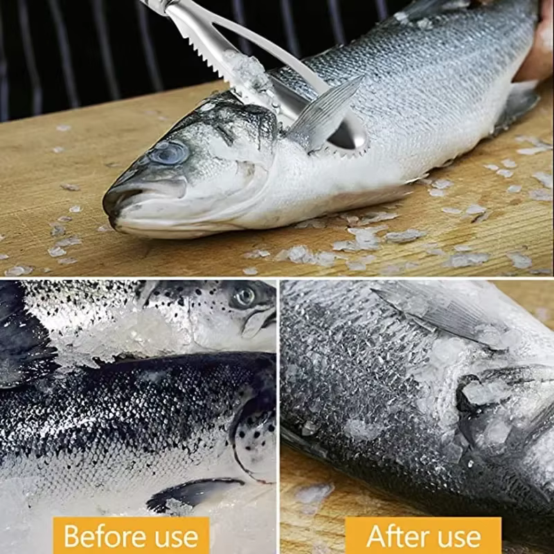 Accessoires de cuisine, écailles de poisson en acier inoxydable, râpes à gratter, retrait rapide, ne
