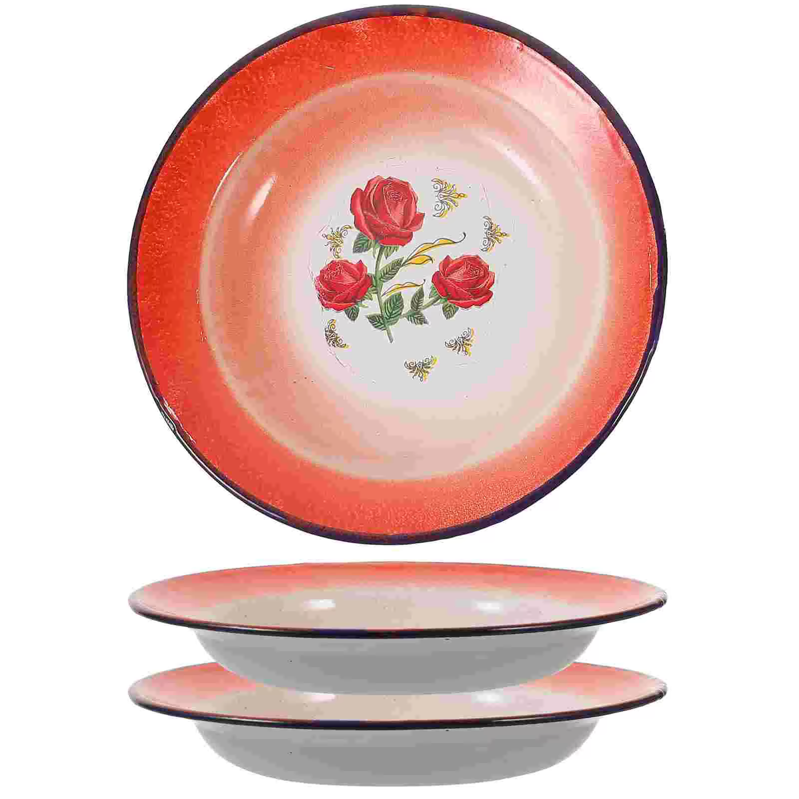 Assiette en émail vintage, plat alimentaire, Assiette à pizza Assiettes à collation diligence Campin