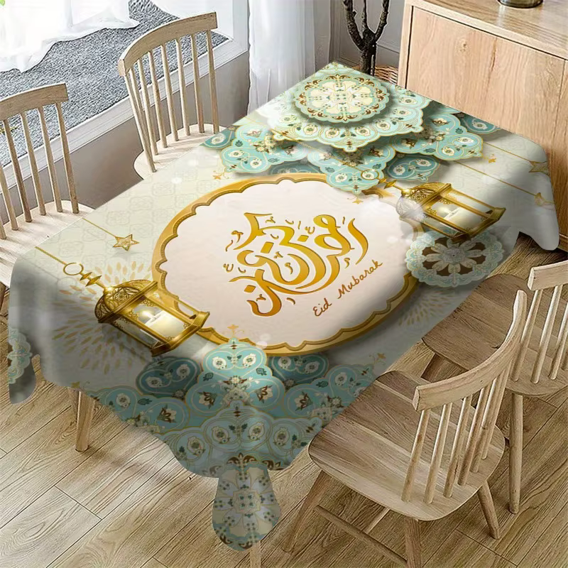 Lanterne Mandala du Ramadan, nappe imperméable, décor de Table réutilisable Eid Mubarak, nappe de cu