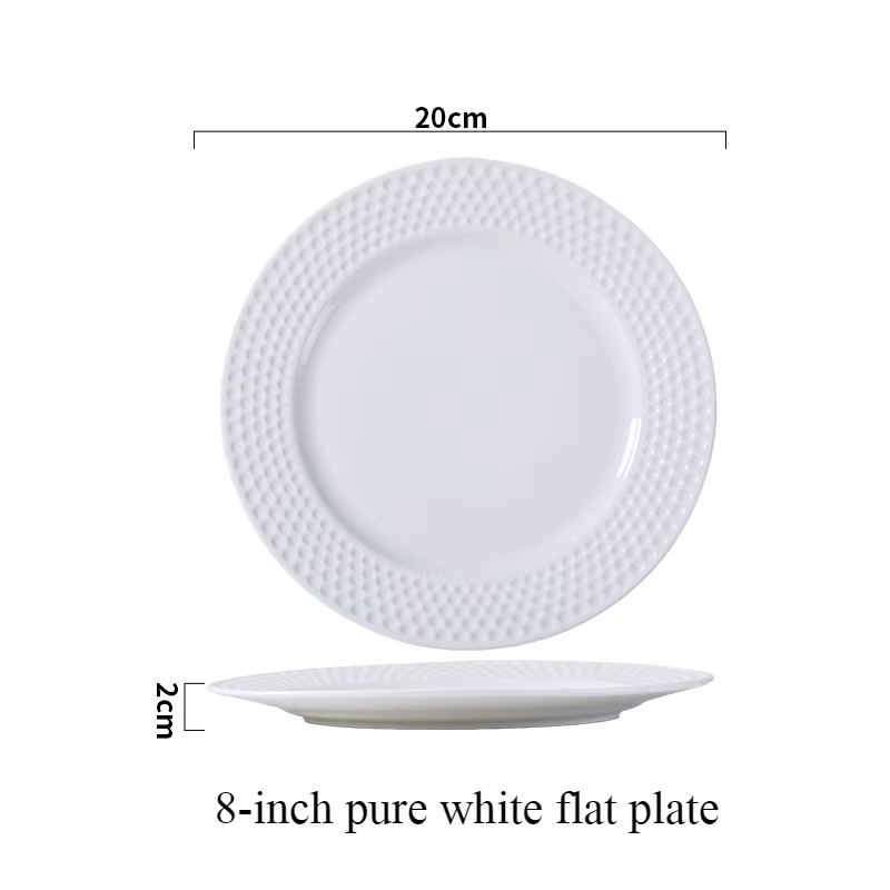 Assiette en céramique à bords dorés de style européen, luxe abordable, assiette plate à steak de sty