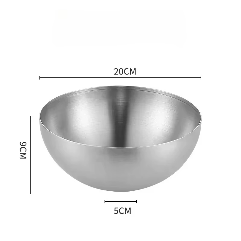 Grand saladier en acier inoxydable grande capacité, bol coréen monocouche pour soupe et nouilles, va