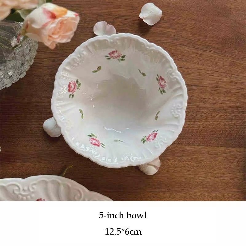 Ensemble d'assiettes en céramique vintage rose, tasse à café, beau, britannique, fournitures de cuis