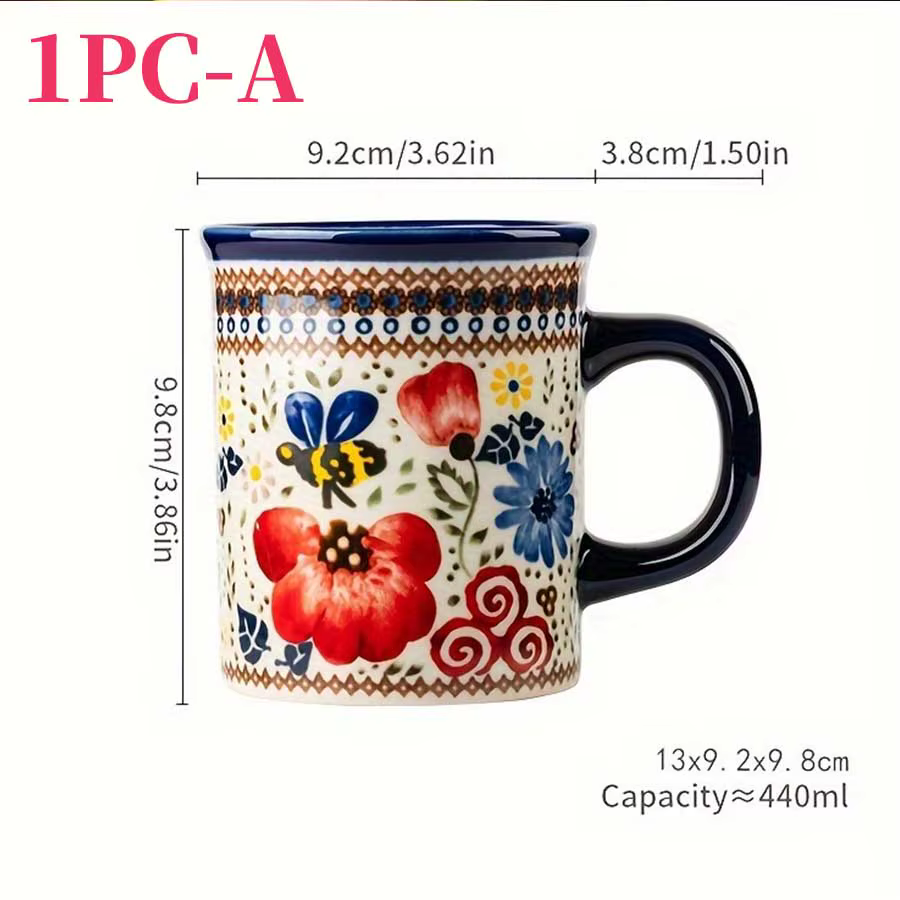Tasse à café avec poignée, tasse à thé en céramique, tasse en céramique créative peinte à la main, t