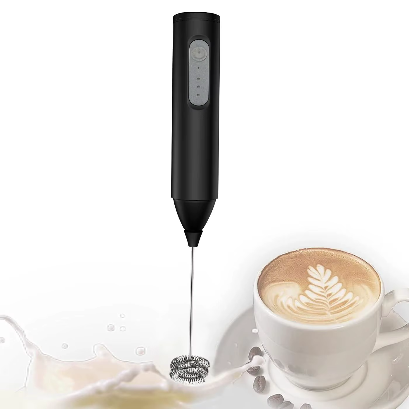 Mousseur à lait sans fil électrique type-c mélangeur à main en acier inoxydable Mini cafetière fouet