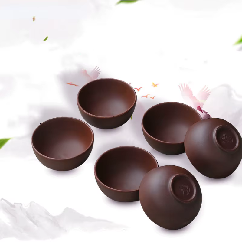 8 pièces/ensemble Yixing tasse à thé en argile violette faite à la main authentique bol à thé Dahong