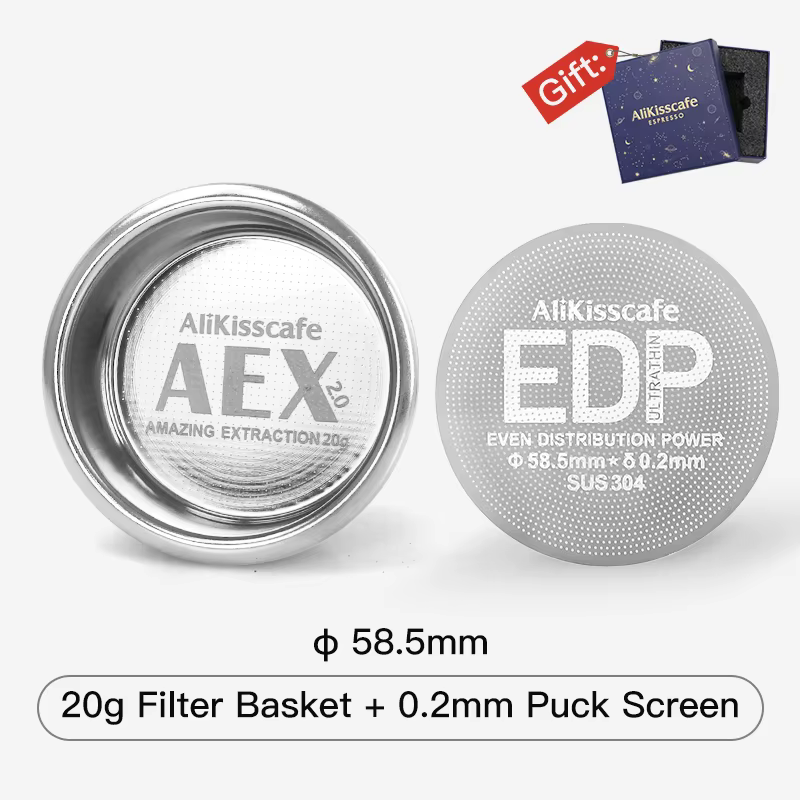 Alikisscafe 58MM panier de filtre à café 18g 22g avec écran de rondelle de 0.2mm pour E61 porte-filt