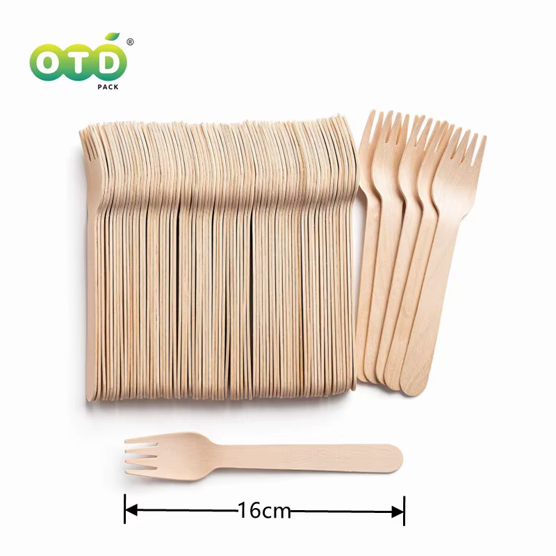 Couverts jetables en bois fourchettes/cuillères/couteaux/cuillères fournitures de fête, ustensile de