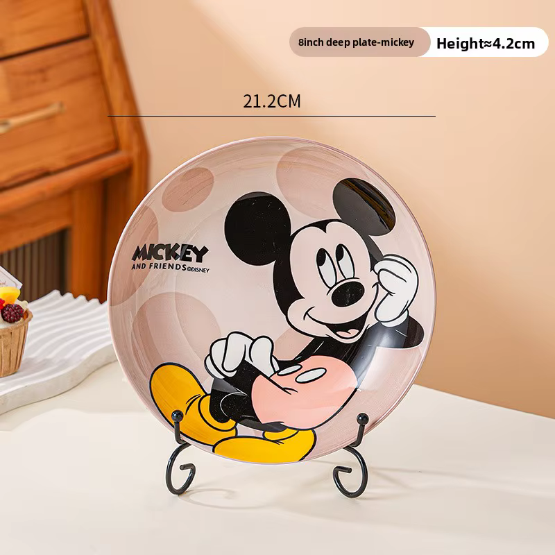 Assiette en céramique Disney de 8 pouces, disque de dessin animé de haute qualité, assiette à légume
