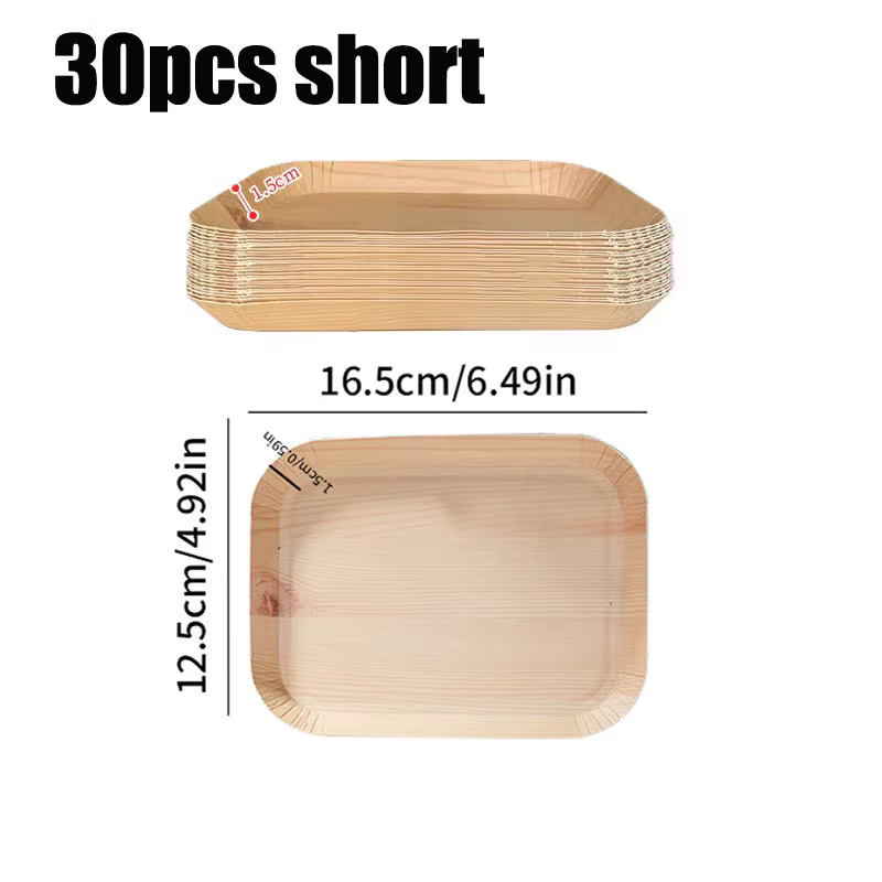Assiettes en papier jetables compostables, 30 pièces, plateau en papier à Grain de bois, plat à pain