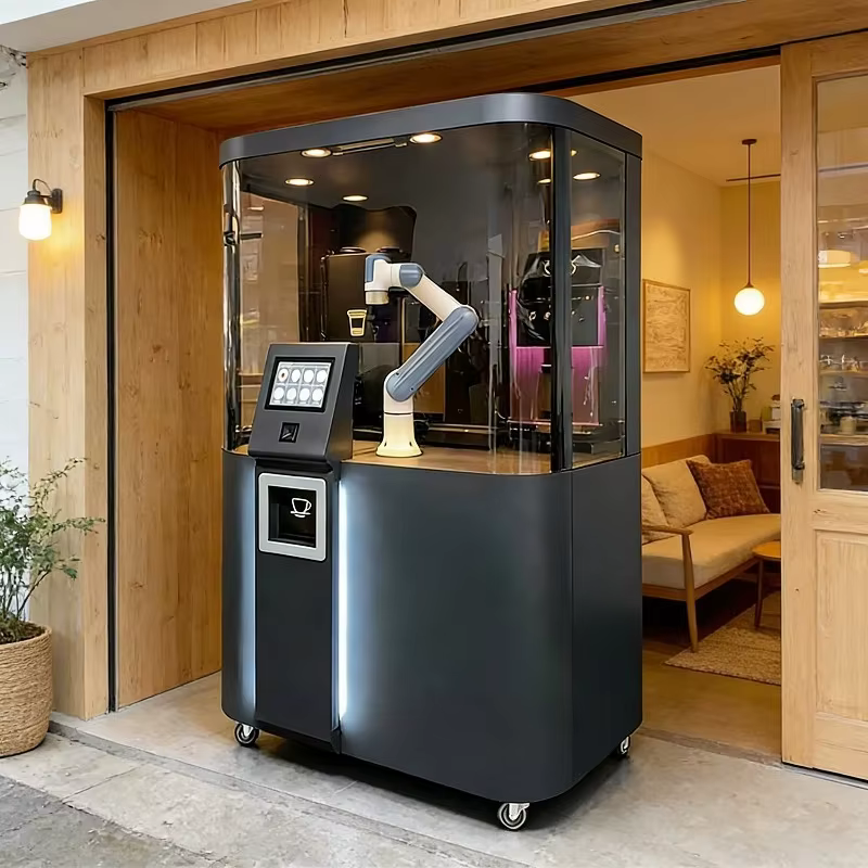 Machine à café robotisée entièrement automatique personnalisée, équipement commercial intelligent po