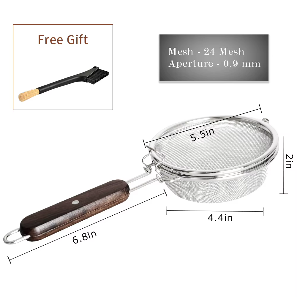 CAFEMASY – torréfacteur à café en acier inoxydable, treillis métallique avec manche en bois, filet d