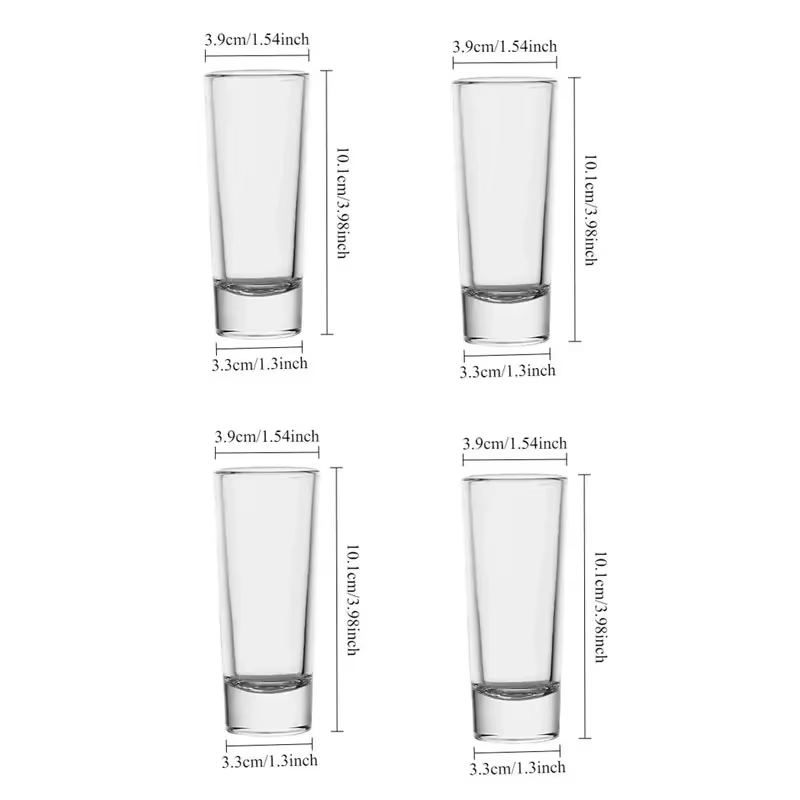 Lot de 4 verres à vin transparents de luxe légers, verres à shot de luxe, verres à liqueur, verres à