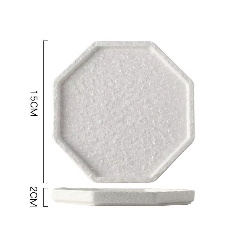 Assiette octogonale noire et blanche de luxe, assiette à steak, plat pour la nourriture occidentale,