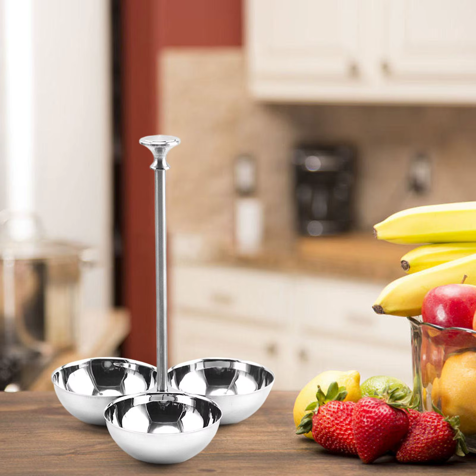Ensemble de bols de service pour snacks et sauces, avec support de présentation, en acier inoxydable