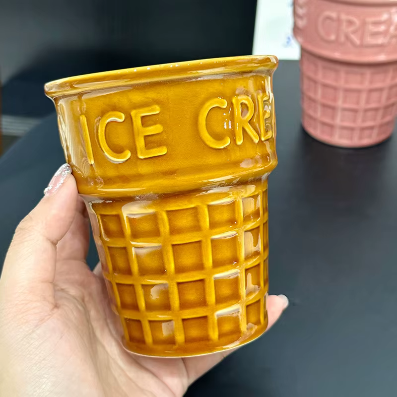 Mug de voyage en céramique en forme de crème glacée 260 ml, tasse à café, thé, eau, expresso, mugs à