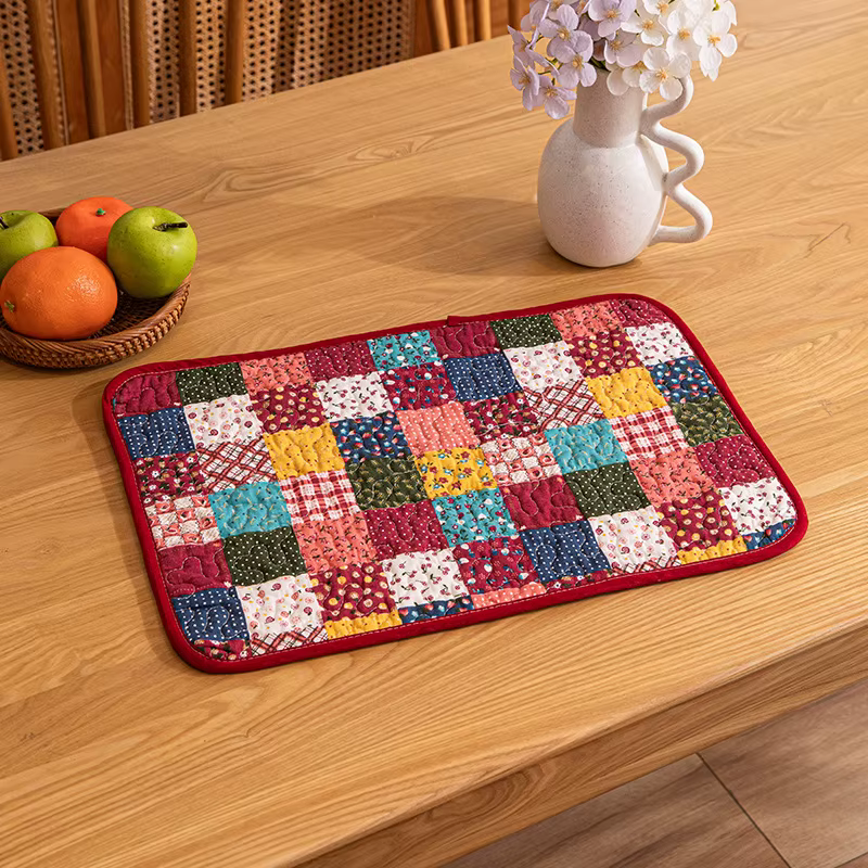Set de 2 Napperons Matelassés Style Rustique pour Dîner à la Maison, Décoration de Table pour Annive