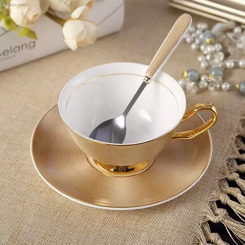 Ensemble de tasses et soucoupes à café, 200ml, style britannique, en porcelaine, de haute qualité