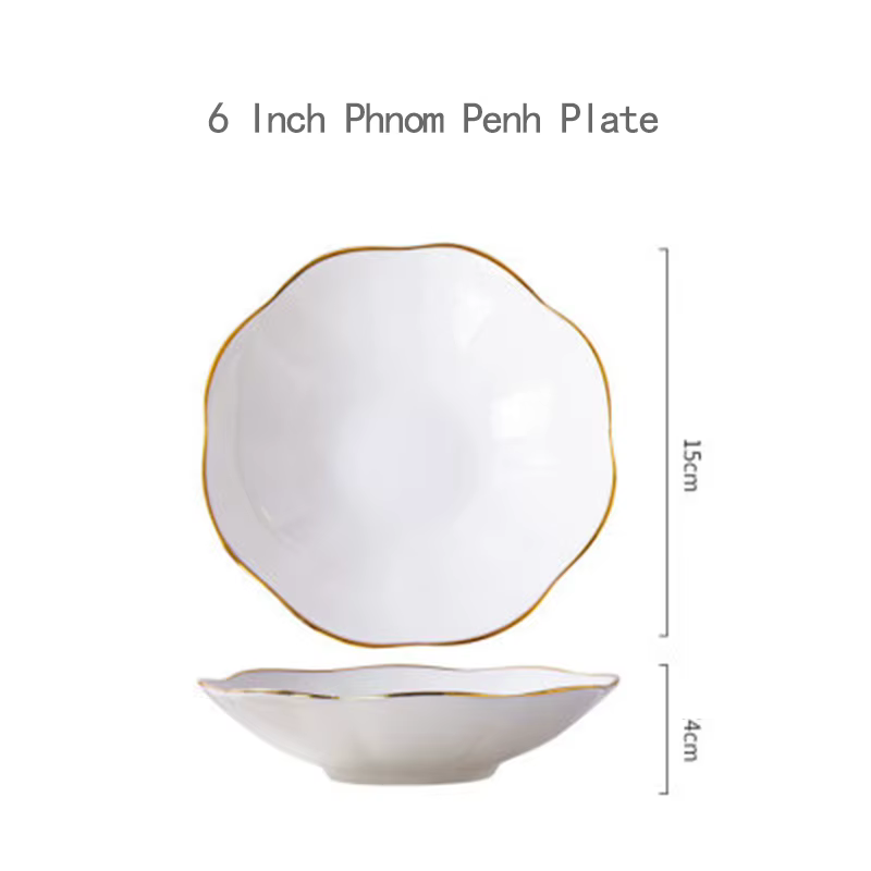 Assiettes en forme de fleur, vaisselle en porcelaine, assiette profonde créative de forme irrégulièr