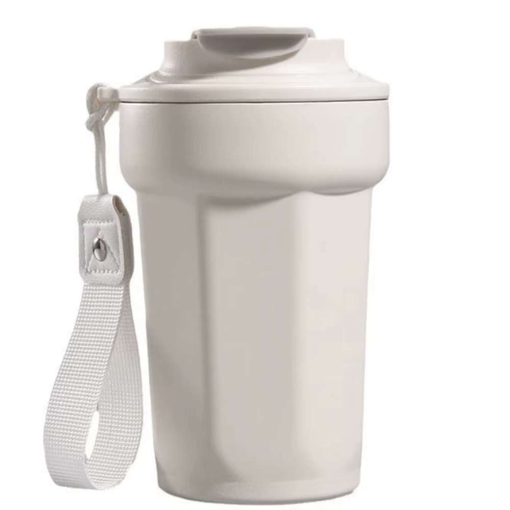 Tasse à café créative à huit angles en acier inoxydable, grande capacité avec couvercle, tasse isolé