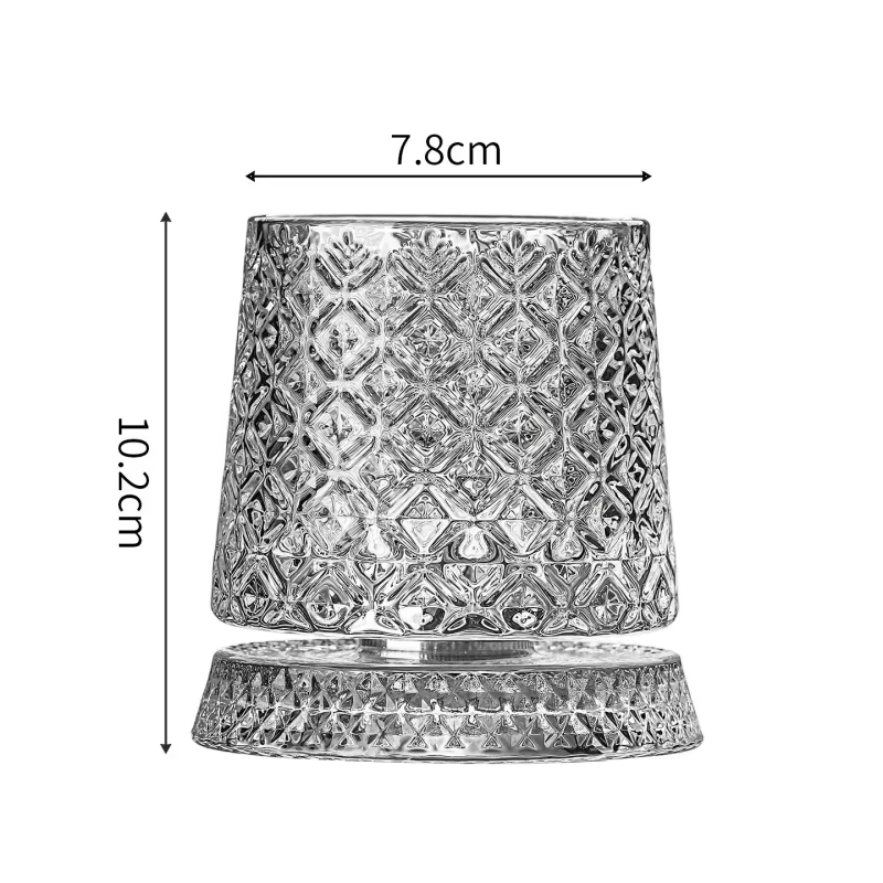 Verre à whisky rotatif avec Base en verre, rotatif à 360 degrés, verre à rhum en cristal pour Cockta
