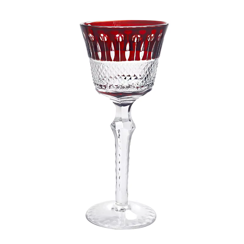 Verre de cristal de couleur rouge de qualité supérieure, coupe à la main, beau motif, verres à vin r