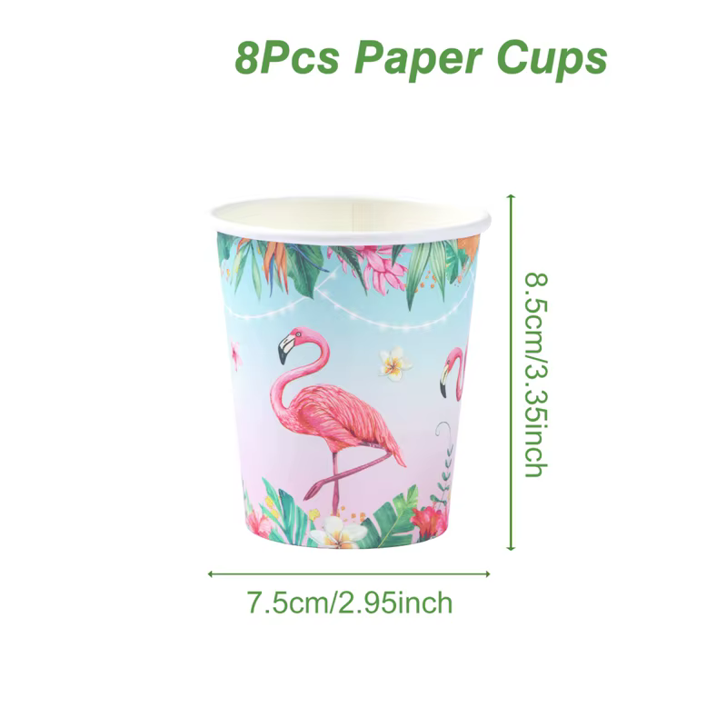 Vaisselle jetable hawaïenne, décoration de fête hawaïenne, assiette en papier pour adultes, tasse, s