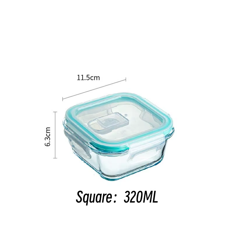 Boîte à lunch en verre borosilicate haute résistance, récipient alimentaire portable, boîte hermétiq