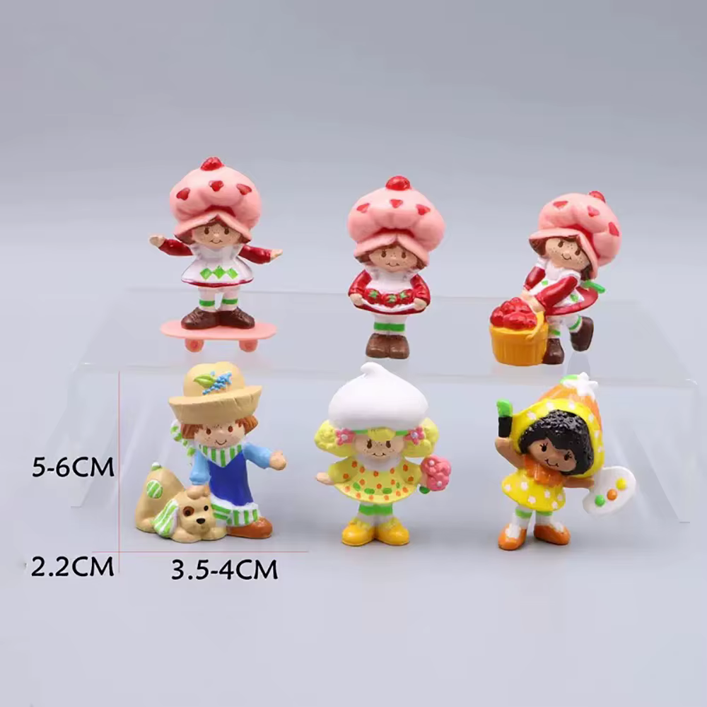 Figurine de fille fraise 6Cm, poupée Vintage Kawaii, décoration de gâteau, jouet de noël, cadeaux po