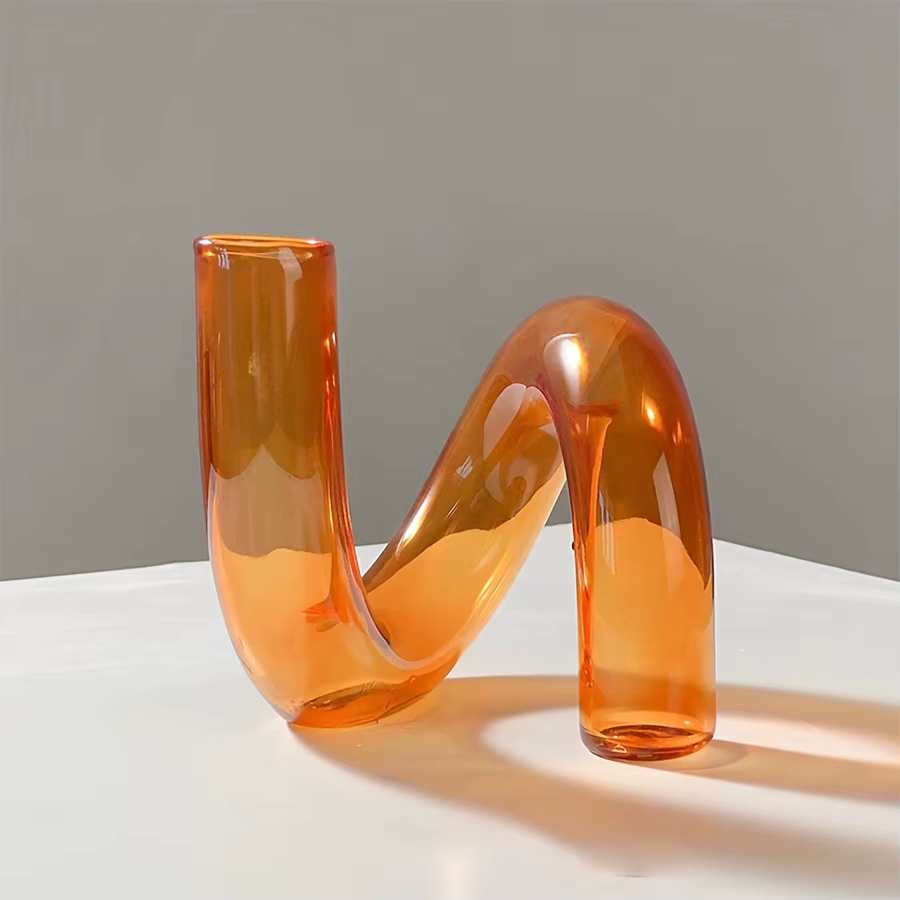 Vase en verre irrégulier nordique |     Centre de table transparent moderne pour salle à manger/salo