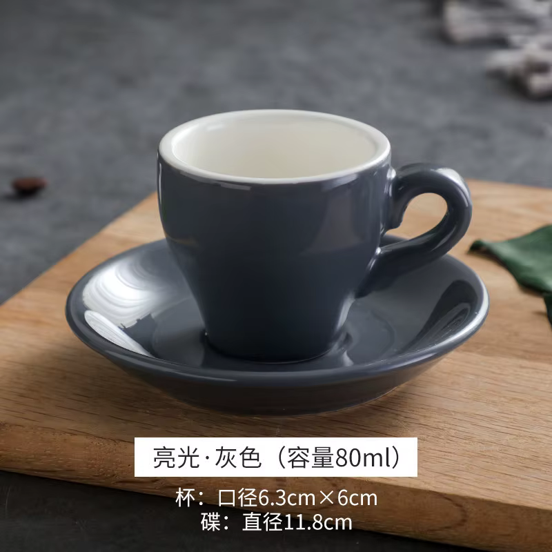 Tasse à café en céramique épaisse de couleur unie, 80cc, 80ml, avec soucoupe, ensemble de tasses à e