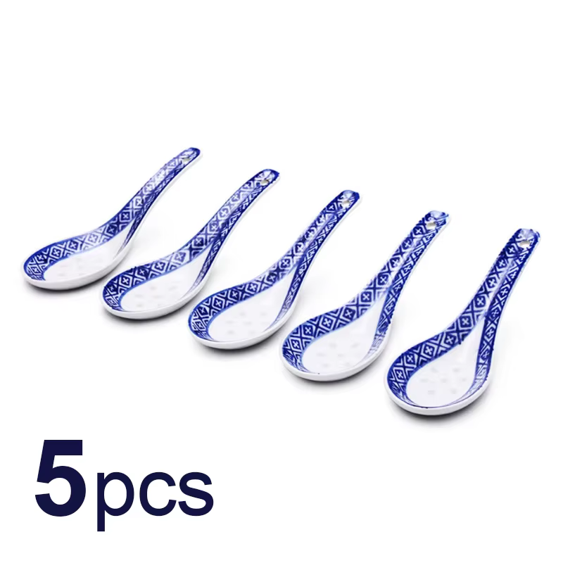 Cuillère en céramique pratique de Style chinois, cuillère à bouillie, vaisselle, cuillères à soupe b