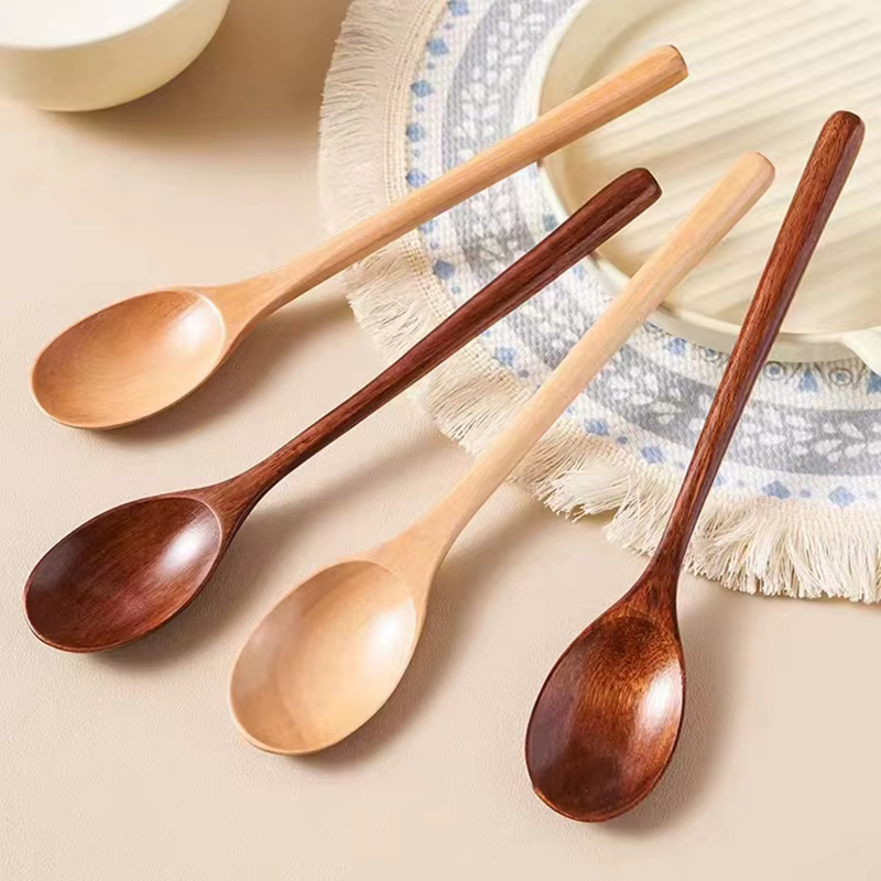 Cuillère à thé en bois, 2 pièces, ustensiles de cuisine, pour soupe, café, miel