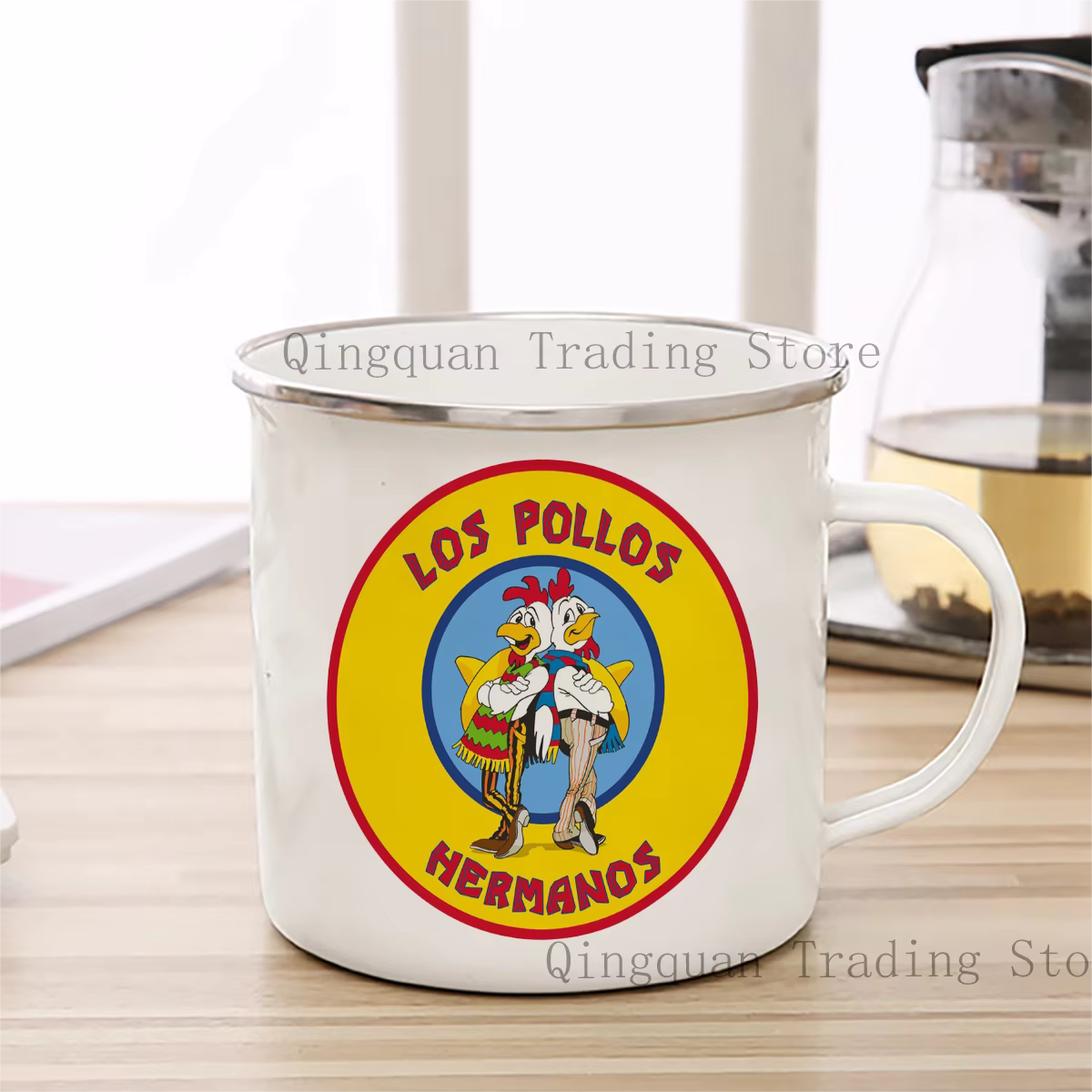 Los pollos hermanos tasse émaillée tasse à café 11oz amusant en céramique café thé cacao tasse poign