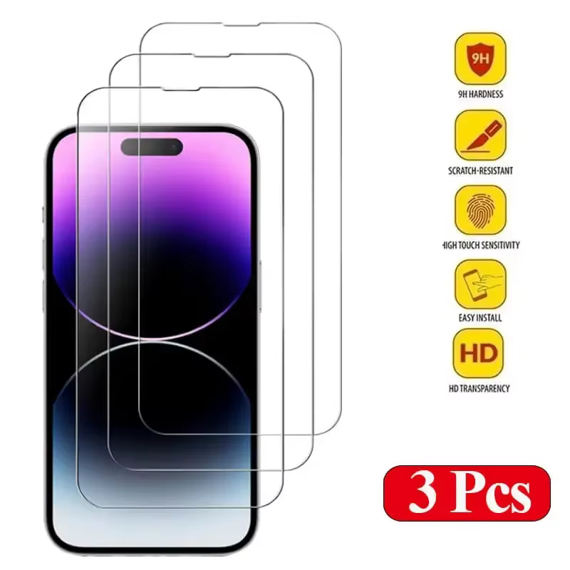 Verre trempé pour IPhone 14 Pro 15 16 13 12 11 ProMax protecteur d'écran pour Iphone 15Pro Mica pour