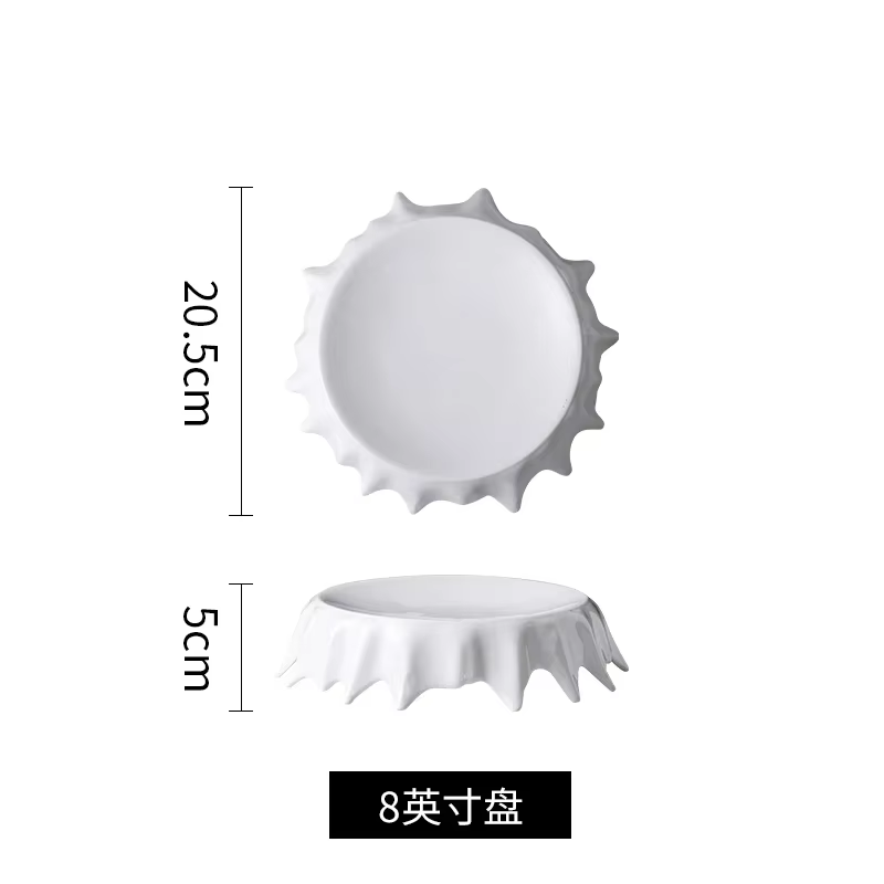 Assiette irrégulière blanche moderne, Dim Sum Dessert QuePlate Ensemble de couverts ménagers, Plats 