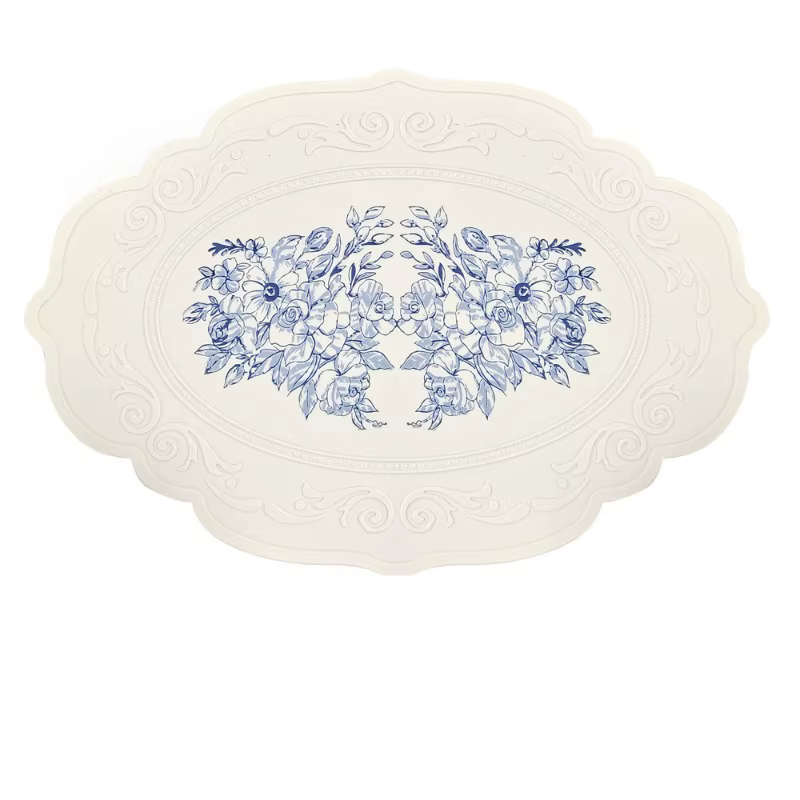 Set de table en silicone sculpté, motif rétro, floral, pour table à manger, cuisine, café, imperméab