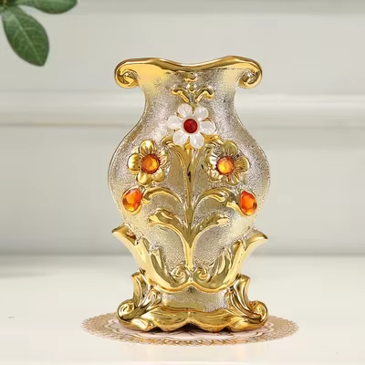 Vase à fleurs en porcelaine givrée dorée, Vintage, avancé, en céramique, pour salle d'étude, couloir