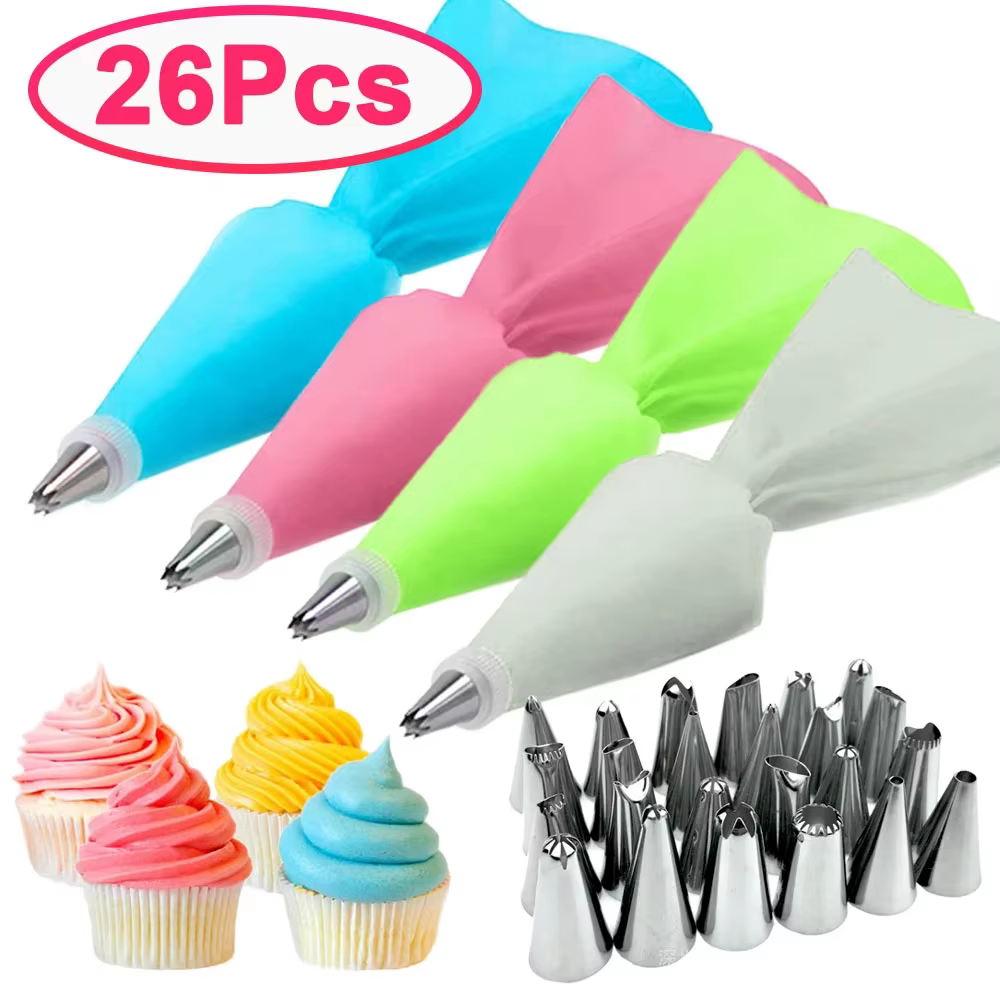 Bon 26/8 pièces sac à pâtisserie en Silicone cuisine bricolage glaçage crème sac à pâtisserie réutil