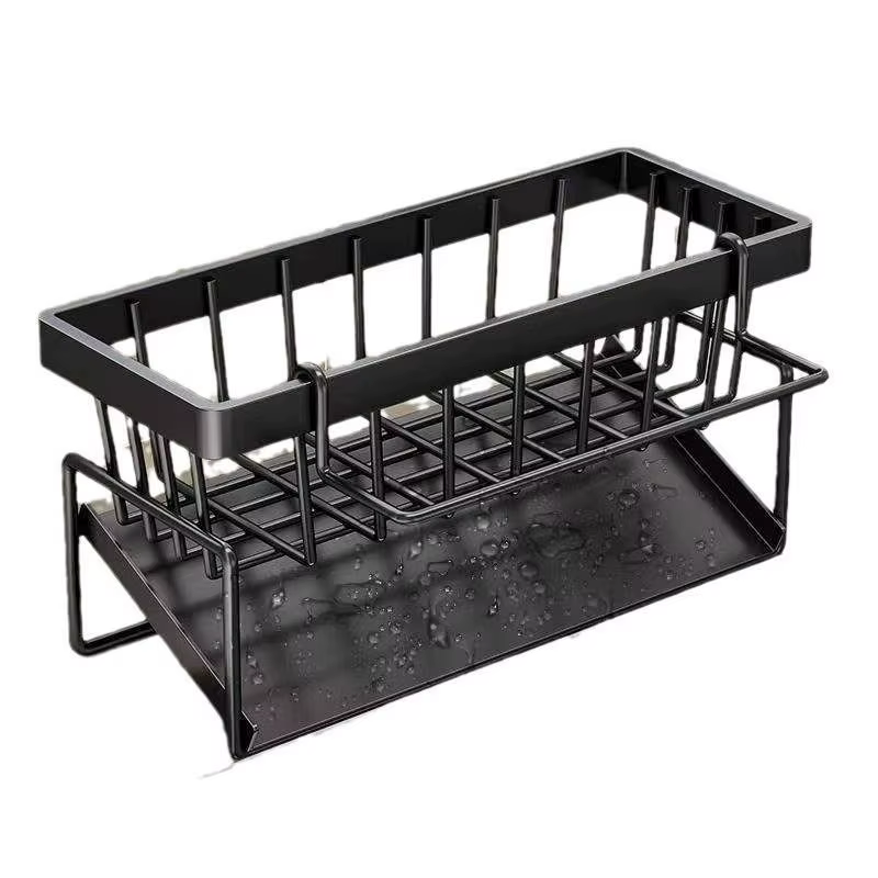Support à éponge pour évier de cuisine, étagère auto-drainante en acier inoxydable, porte-savon, por