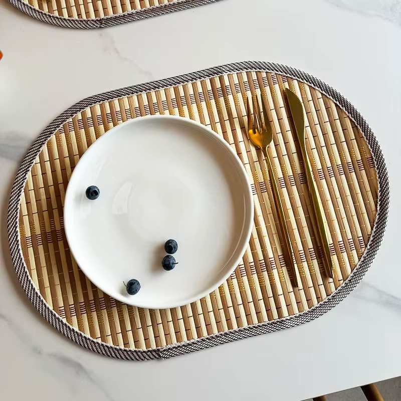 Napperons en bambou naturel, tapis de Table rustique antidérapant et résistant à la chaleur pour cui