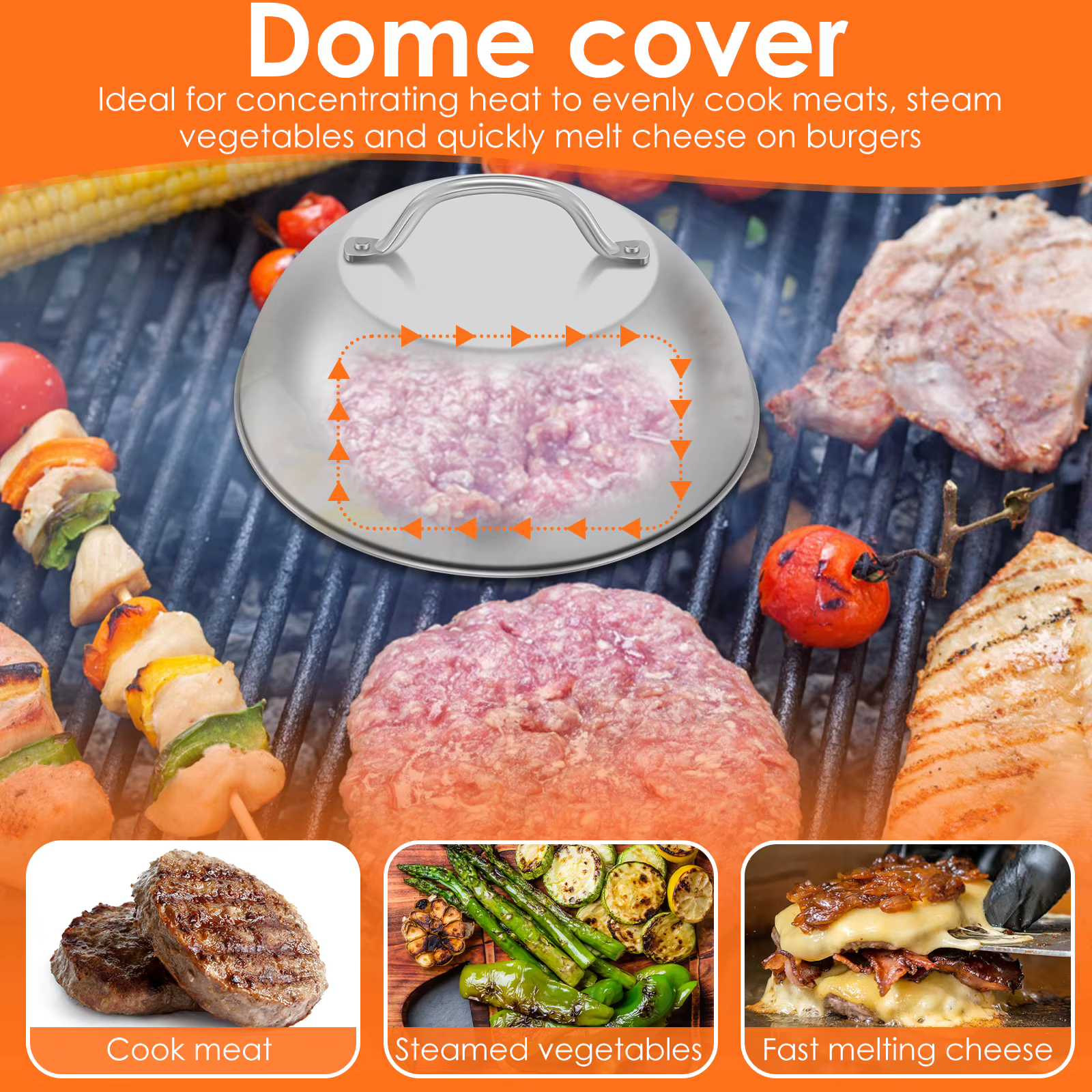Kit de hamburger Smash avec couvercle, spatule de plaque chauffante, presse à hamburger en acier ino