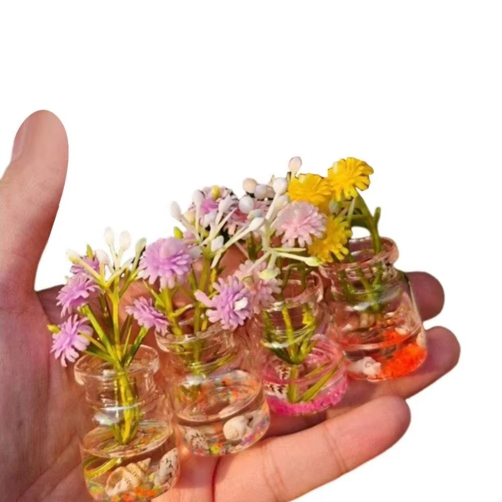 Vase créatif qui brille dans le noir, 10 pièces, fausses fleurs, matériau en verre, ornement de fleu