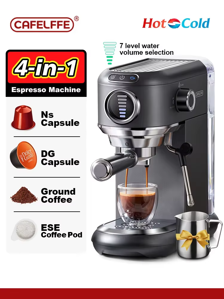 Cafelffe 4-en-1 cafetière chaude/froide Dolce gusto nespresso machine ESE dosette moulu Cappuccino e