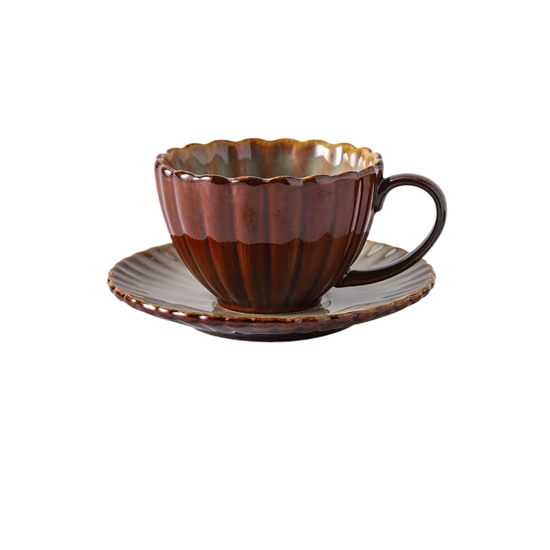 Tasse en céramique tournée au four rayé haut de gamme Vintage, tasse à café au lait pour hôtel, mais